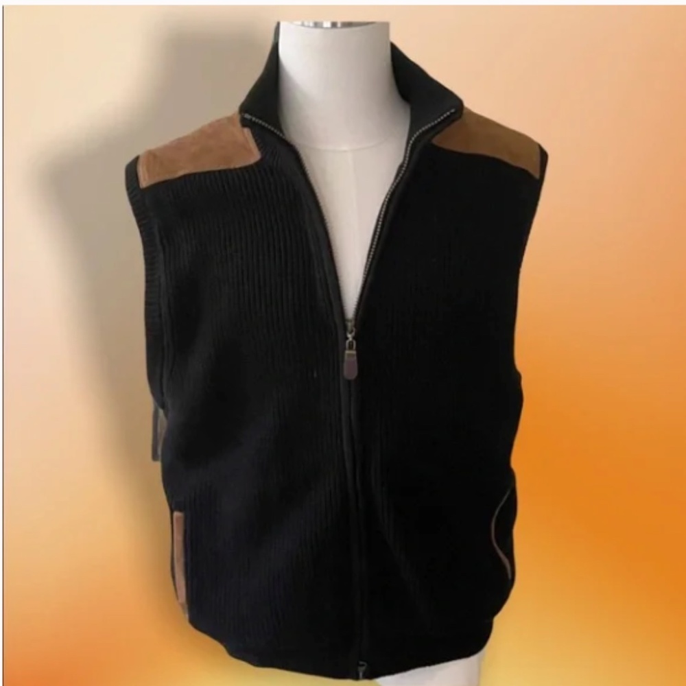 Orvis Men’s Heavyweight Black Knit Suede Vest